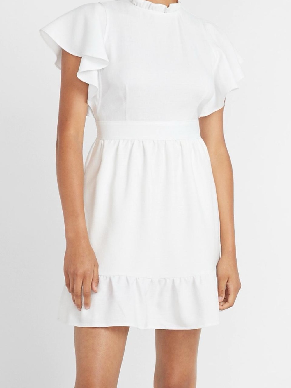 Express Women’s White Ruffle Sleeve Dress